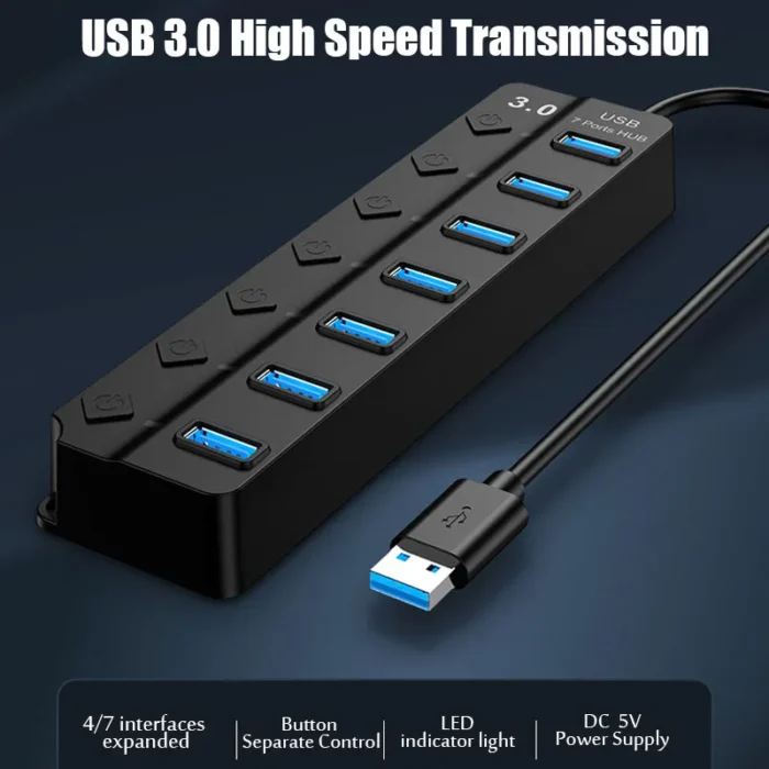 Usb 3 0 Power Adapter 4 7 Port Multi Usb Splitter Hub Usb Hub 2 0 1.webp