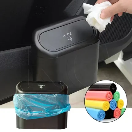 Universal Organizer Car Clamshell Trash Bin Hanging Vehicle Garbage Dust Case Storage Box Black Abs Square.webp