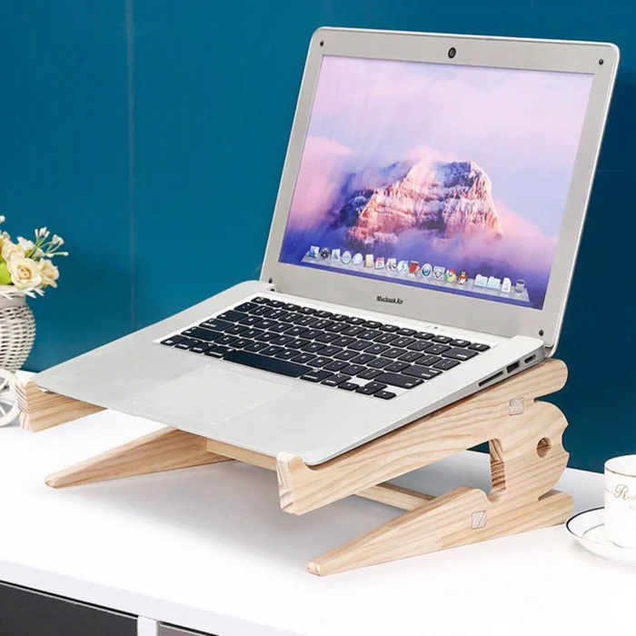 Universal Wood Laptop Stand For Desk 10 17 Inch Macbook Air Pro 13 15 Storage Detachable.webp