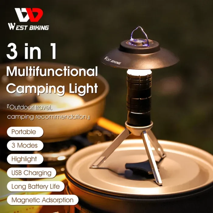 West Biking Portable Camping Light With Magnetic Usb Rechargeable Camping Lantern Outdoor Led Flashlight Tent Camp.webp