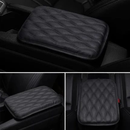 Wave Embroider Pu Leather Car Armrest Mat Center Console Arm Rest Protection Cushion Auto Armrests Storage 2.webp