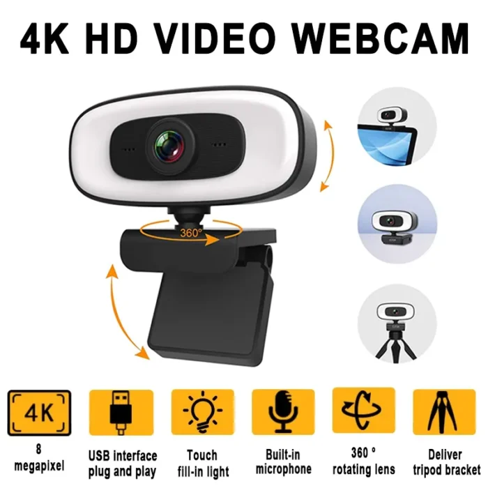 Webcam Mini 4k Usb Computer 2k Webcam Full Hd 1080p Web For Work With Microphone Tripod.webp