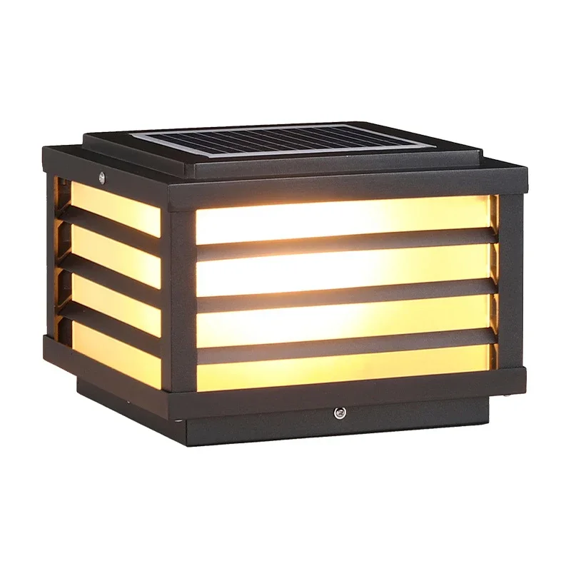 8m Solar Post Lamp Outdoor Vintage Simple Black Decor Pillar Light Led Waterproof Ip65 For Home 4