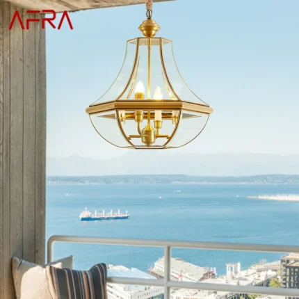 Afra Brass Garden Pendant Lamp Copper Led Waterproof Ip65 Outdoor Modern E27 220v 110v Porch Courtyard