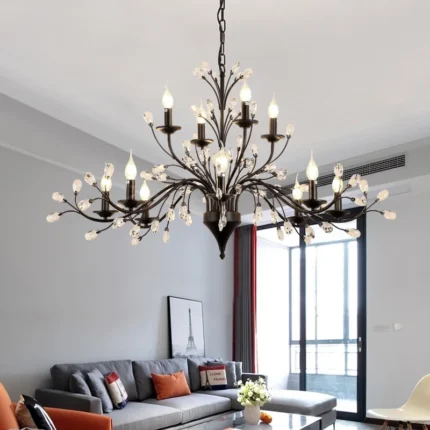 American Retro Crystal Candle Led Chandelier 110v 127v 220v 240v Bedroom Living Room Dining Room Kitchen 1