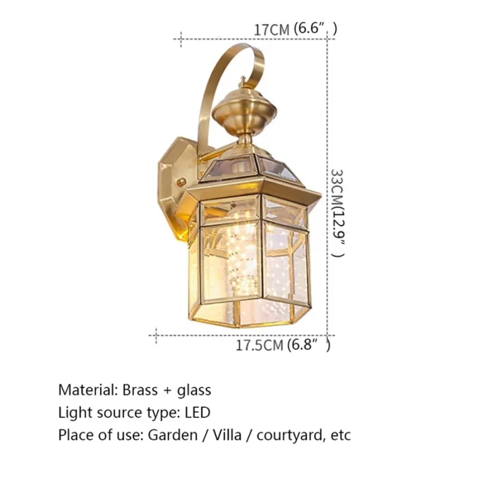 Berth Retro Outdoor Brass Wall Lamp Waterproof Ip65 Sconces Led Light For Home Porch Courtyard 5