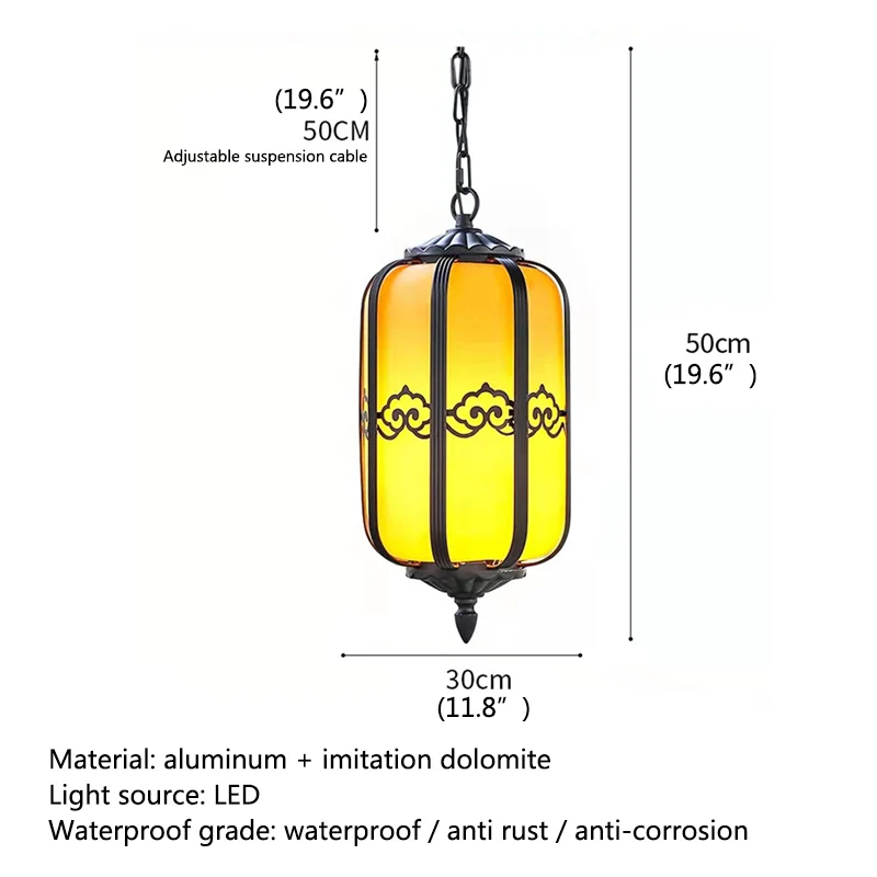 Brother Classical Chinese Lantern Pendant Lamp Vintage Dolomite Outdoor Led Light Waterproof For Home Corridor Decor 5