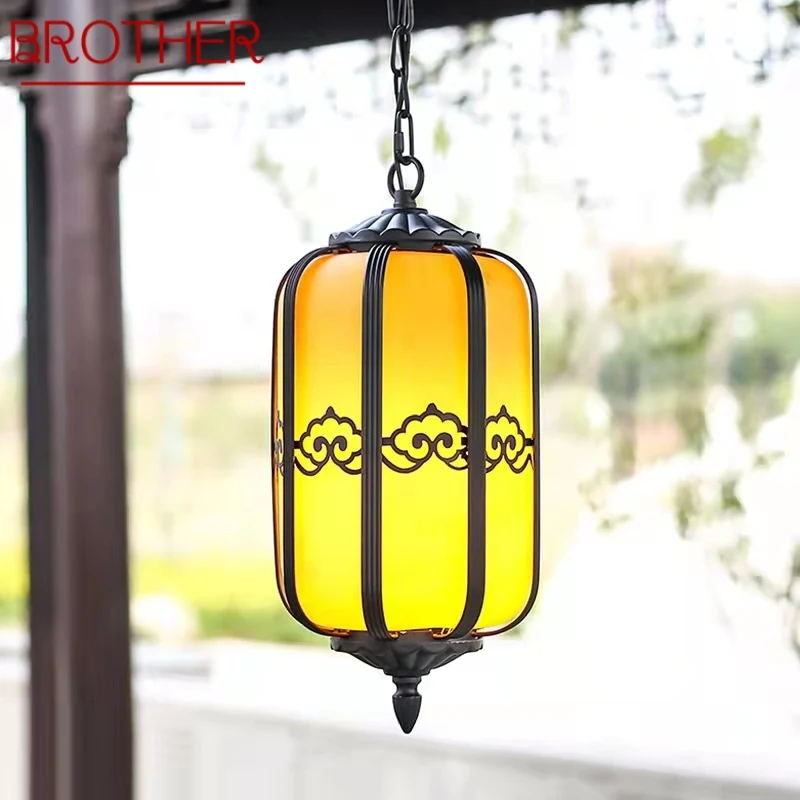 Brother Classical Chinese Lantern Pendant Lamp Vintage Dolomite Outdoor Led Light Waterproof For Home Corridor Decor