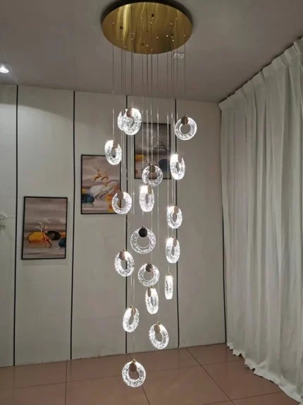 Bubble Crystal Chandeliers Living Dining Room Stairwell Hall Lobby Led Hanging Lamps Fixture Alloy Gold Silver 1