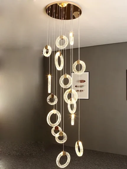 Bubble Crystal Chandeliers Living Dining Room Stairwell Hall Lobby Led Hanging Lamps Fixture Alloy Gold Silver