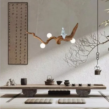 Chinese Style Zen Resin Branches Pendant Lights Tea House Dining Room Led Hanging Lamp Fixtures Indoor 1