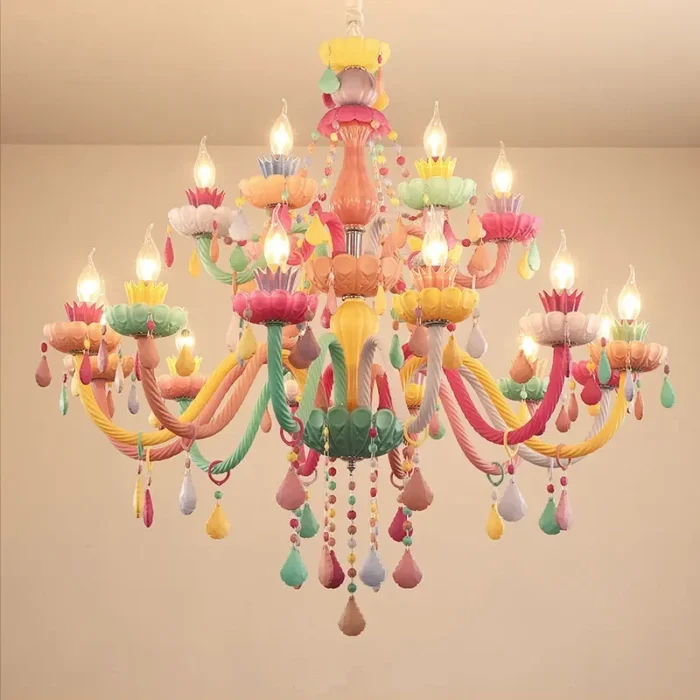 Designer Colorful Crystal Children S Hanging Chandelier Lights Lustre Romantic Bedroom Decoration Suspension Led Lighting 1