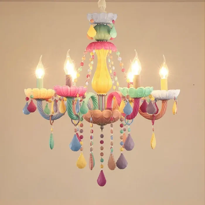 Designer Colorful Crystal Children S Hanging Chandelier Lights Lustre Romantic Bedroom Decoration Suspension Led Lighting 2