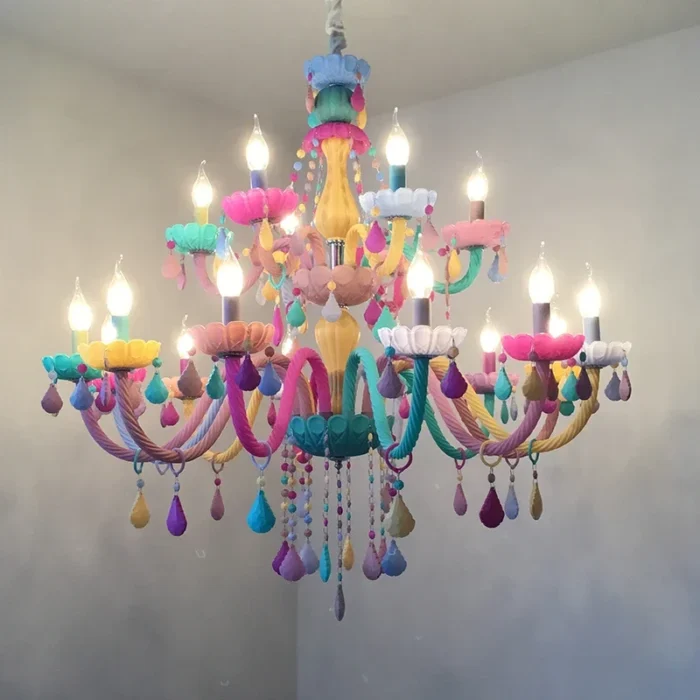 Designer Colorful Crystal Children S Hanging Chandelier Lights Lustre Romantic Bedroom Decoration Suspension Led Lighting 4