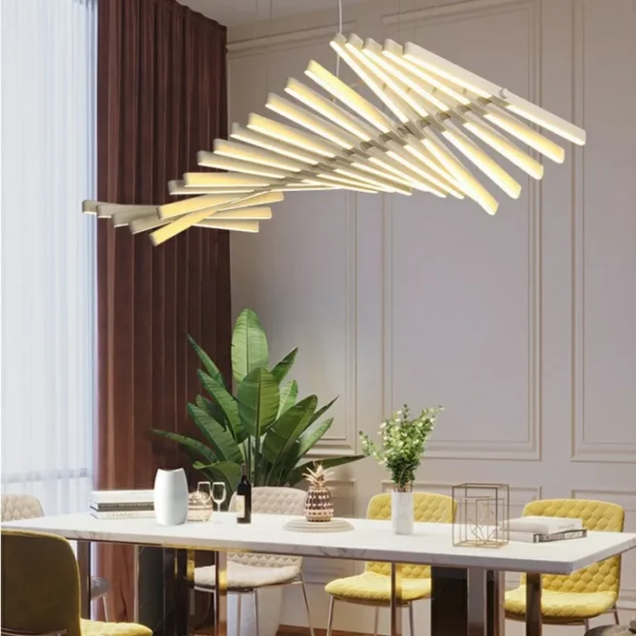 Fishbone Chandelier Nordic Led Rectangular Lighting Restaurant Kitchen Meeting Room Office Personality Interior Design Lights 1