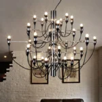 Gino Sarfatti Led Chandelier 50 Heads Gold Silver Pendant Lights Living Room Hotel Bedroom Decor Kitchen