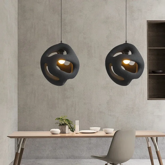 Japan Style Wabi Sabi Chandelier Restaurant Led Pendant Lights Indoor Black Loft Hanging Light Kitchen Island 5