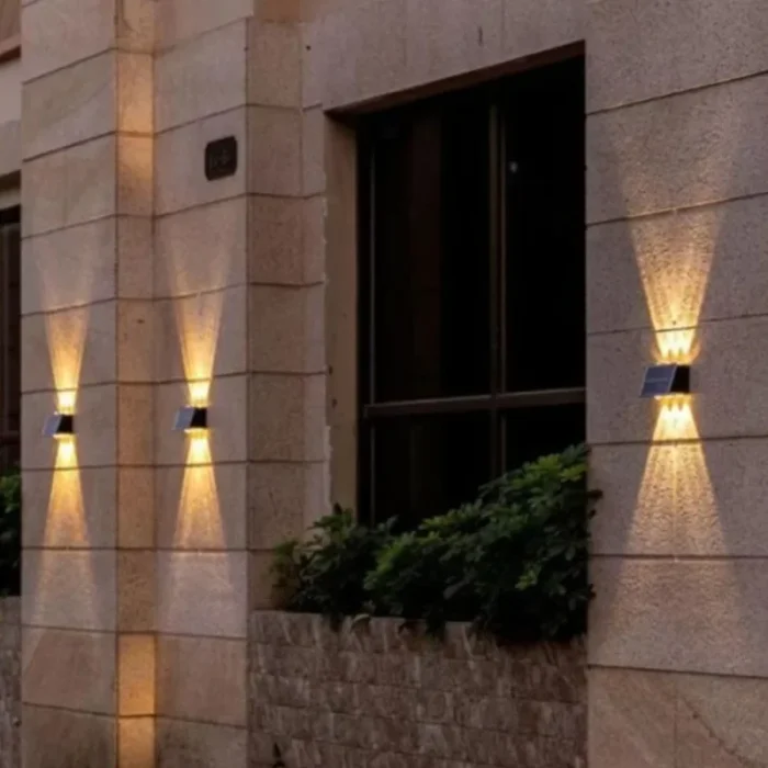 Led Solar Wall Lamp Outdoor Garden Decoration Wall Light Ip65 Waterproof Up And Down Luminous Lighting 3