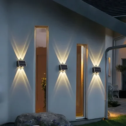 Led Solar Wall Lamp Outdoor Garden Decoration Wall Light Ip65 Waterproof Up And Down Luminous Lighting