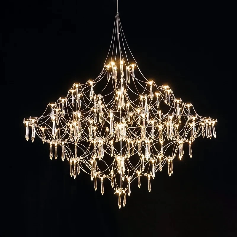 Luxury Firefly Crystal Chandelier Postmodern Creative Light Cube Chandelier Living Room Bedroom Star Chandelier