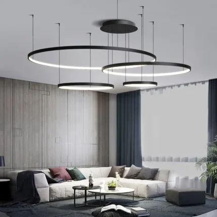 Minimalist Creative Aluminum Rings Led Pendant Light Color Lamp For Living Room Bedroom Dining Room Kitchen 1