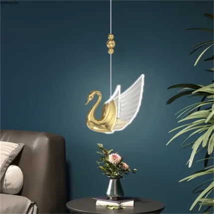 Modern Art Swan Pendant Lamps Luxury Home Decor Rose Gold Pendant Lights Living Room Chandelier Restaurant 1