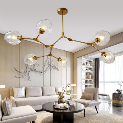 Modern Branching Led Bubble Pendant Light Amber Smoke Gray Glass Ceiling Lamp 5 8 10 Heads