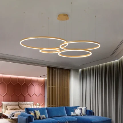 Modern Led Chandelier Home Lighting Brushed Rings Ceiling Mounted Chandelier Lighting Hanging Lamp Gold Coffee Color 1