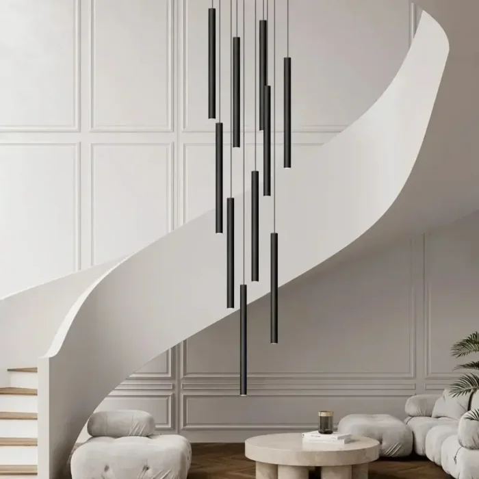 Modern Minimalist Stair Chandelier Duplex Building Villa Long Led Pendant Light Lighting Dining Living Room Tubular