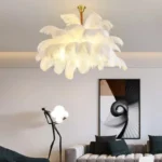 Modern Ostrich Feather Lamp Led Pendant Light Nordic Home Decor Lustre Chandelier For Living Room Bedroom 2