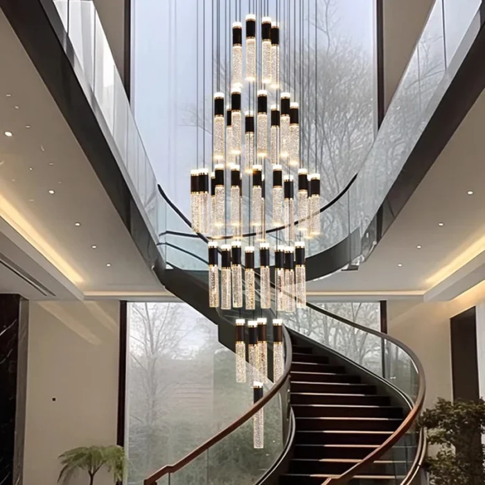 Modern Home Decoration Crystal Chandelier Stair Pendant Lamp Living Room Pendant Lights Interior Lighting 17