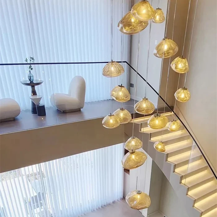 Modern Home Decoration Crystal Chandelier Stair Pendant Lamp Living Room Pendant Lights Interior Lighting 22