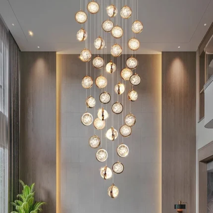 Modern Home Decoration Crystal Chandelier Stair Pendant Lamp Living Room Pendant Lights Interior Lighting 36