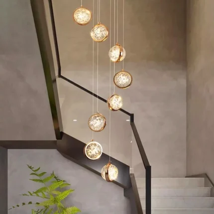 Modern Home Decoration Crystal Chandelier Stair Pendant Lamp Living Room Pendant Lights Interior Lighting 38