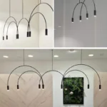 Nordic Arched Shape Ceiling Pendant Light Geometric Lines Chandelier Modern Black Gold Hanging Lamp For Dining 3