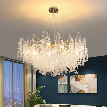 Nordic Designer Round Crystal Chandelier Luxury Pendant Light Living Room Luminaire Hanging Light Fixtures Home Decor