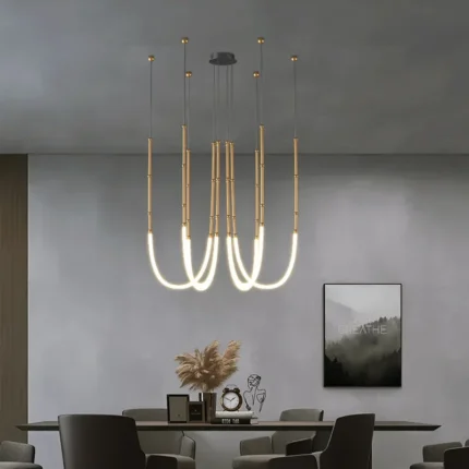 Nordic Modern Art Line Led Pendant Lights Hanging Lamp For Dinning Room Living Room Home Art