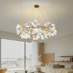 Nordic Gingko Leaf Led Chandelier Modern Kitchen Living Room Bedroom Dining Room Round Interior Loft Ceiling 2