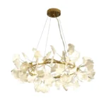 Nordic Gingko Leaf Led Chandelier Modern Kitchen Living Room Bedroom Dining Room Round Interior Loft Ceiling 5