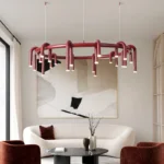 Novelty U Chandeliers For Living Room Restaurant Hanging Light Red Black Pendant Light Bedroom High End 1