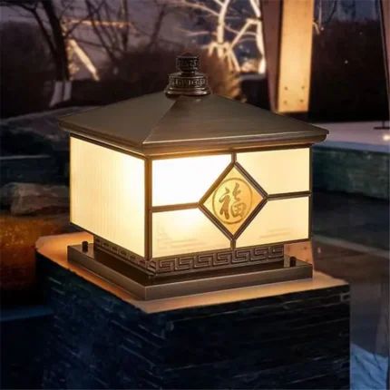 Oufula Outdoor Electricity Post Lamp Vintage Creative Chinese Brass Pillar Light Led Waterproof Ip65 For Home 8