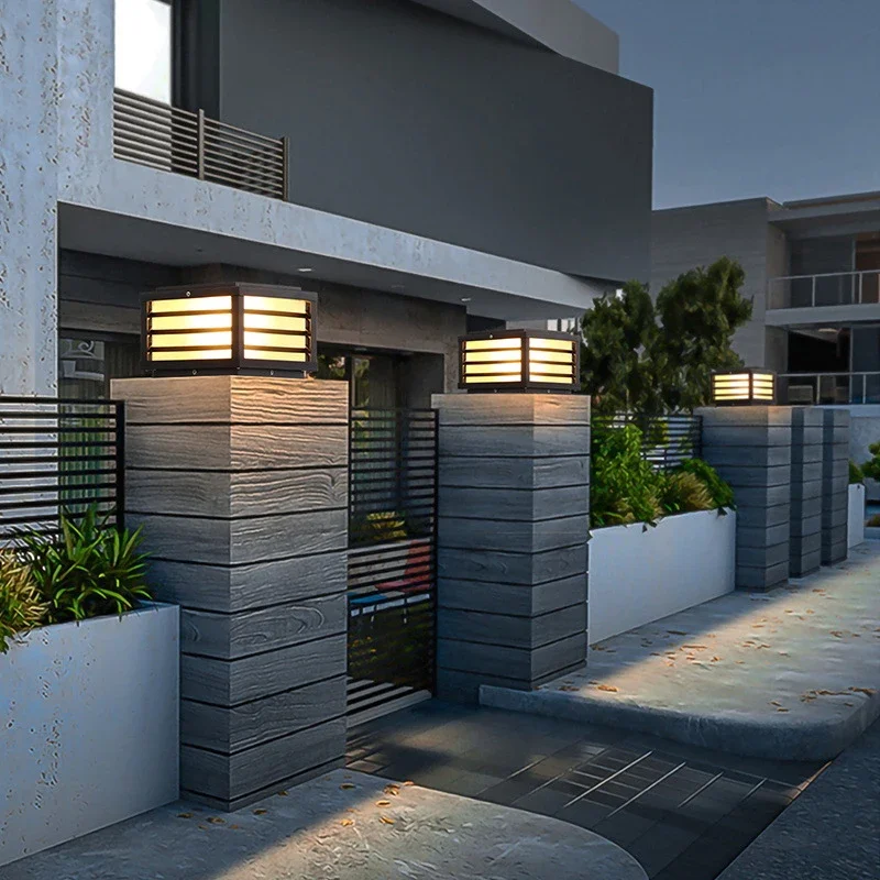 Oulala Solar Post Lamp Outdoor Vintage Simple Black Decor Pillar Light Led Waterproof Ip65 For Home 2