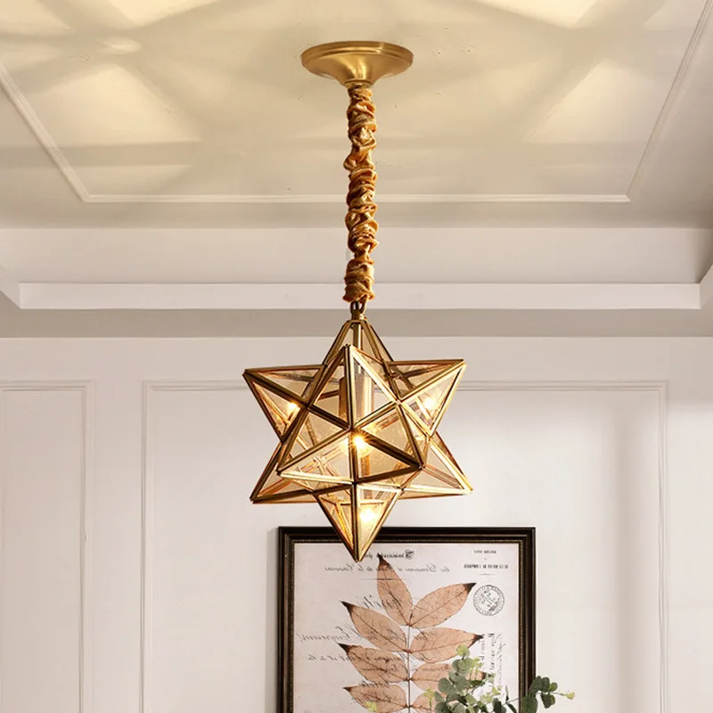 Pendant Lamp Light Loft Vintage Star Tiffany Glass Lighting Ceiling Without Lamp Home Bedroom Corridor Porch 5