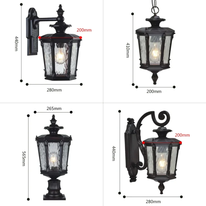 Sandiy Outdoor Porch Light Chandelier Post Wall Lamp Waterproof Vintage Lighting For House Gate Patio Exterior 5