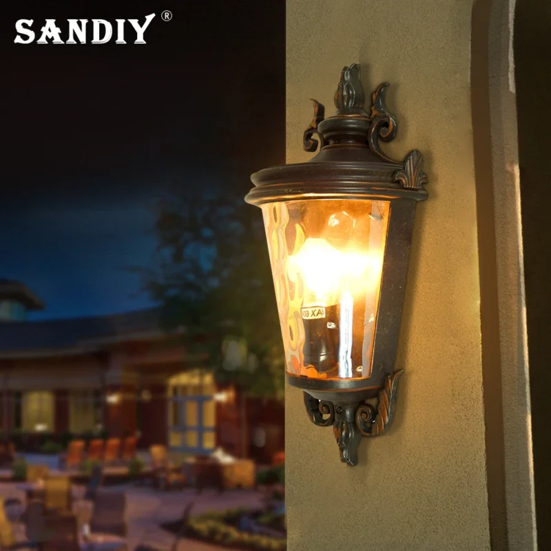 Sandiy Retro Outdoor Wall Light Waterproof External Wall Sconce Iron Garden Lanterns Vintage Residential Lighting Street 1