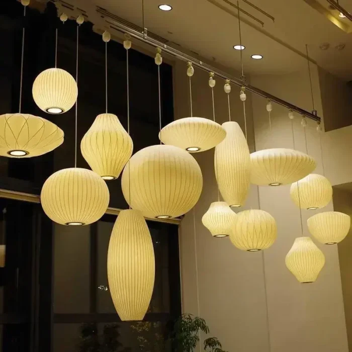 Silk Japanese Pendant Lamp Lustre Home Decor Chandelier Living Room Hotel Hall Restaurant Creative Suspension Lighting 4