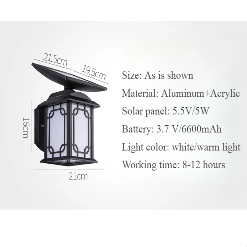 Solar Wall Light Outdoor Waterproof Wireless Balcony Patio Gate Dual Color Lights Garden Fence Lamp Vintage 4