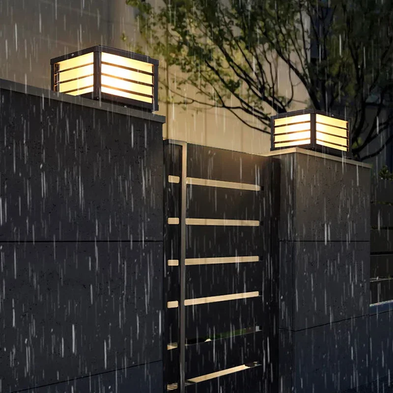 Tinny Solar Post Lamp Outdoor Vintage Simple Black Decor Pillar Light Led Waterproof Ip65 For Home 3