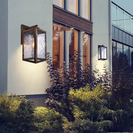 Water Ripple Glass Black Rectangle Outdoor Wall Lantern Detector Light Exterior Porch Balcony Entrance Motion Sensor 1